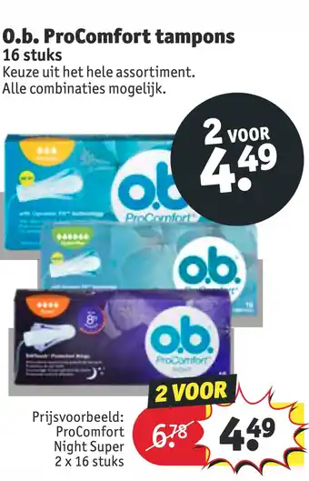 Kruidvat O.b. ProComfort tampons 16 stuks hele assortiment aanbieding
