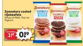 Kruidvat Zonnatura coated rijstwafels melk puur en yoghurt aanbieding