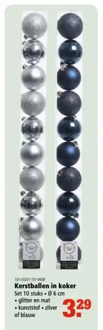 Marskramer Kerstballen in koker set 10 stuks 6 cm aanbieding