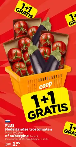 CoopCompact PLUS Nederlandse trostomaten of aubergine aanbieding