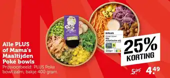 CoopCompact Alle PLUS of Mama's Maaltijden Poké bowls aanbieding