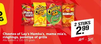 CoopCompact Cheetos of Lay's Hamka's, mama mia's, ringlings, pomtips of grills aanbieding