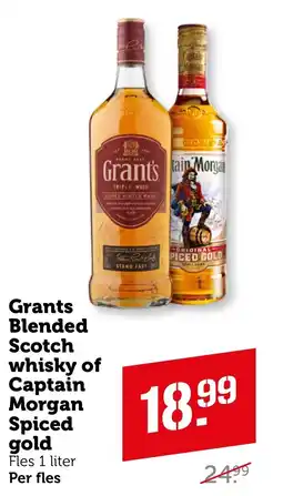 CoopCompact Grants Blended Scotch whisky of Captain Morgan Spiced gold aanbieding