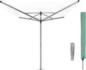 Bol.com Brabantia Lift-O-Matic Droogmolen met Grondanker en Beschermhoes - 50 m - Metallic Grey aanbieding
