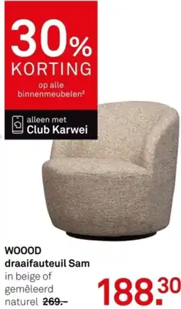 Karwei WOOOD draaifauteuil Sam aanbieding