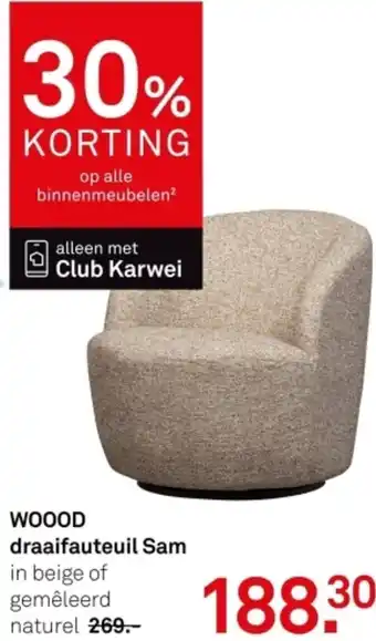 Karwei WOOOD draaifauteuil Sam aanbieding