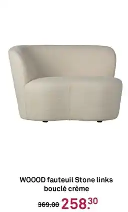 Karwei WOOOD fauteuil Stone links bouclé crème aanbieding