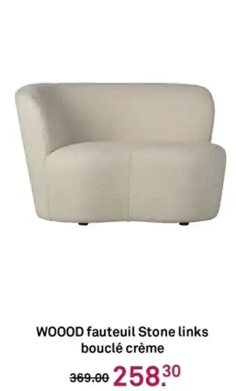 Karwei WOOOD fauteuil Stone links bouclé crème aanbieding