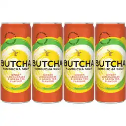 Albert Heijn Butcha Ginger lemongrass & green tea 0% 4-pack aanbieding