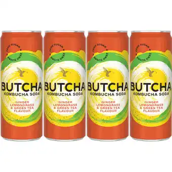 Albert Heijn Butcha Ginger lemongrass & green tea 0% 4-pack aanbieding