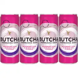 Albert Heijn Butcha Rasberry rose & black tea 0% 4-pack aanbieding