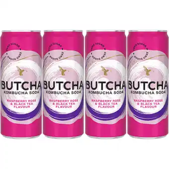 Albert Heijn Butcha Rasberry rose & black tea 0% 4-pack aanbieding