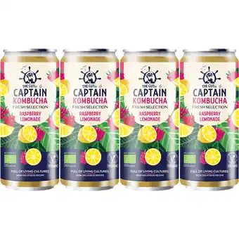 Albert Heijn The Gutsy Captain Kombucha raspberry lemonade 4-pack aanbieding