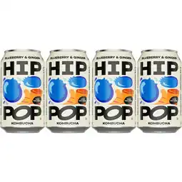 Albert Heijn Hip Pop Kombucha blueberry & ginger 4-pack aanbieding