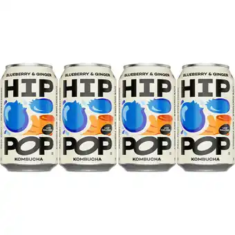 Albert Heijn Hip Pop Kombucha blueberry & ginger 4-pack aanbieding
