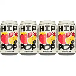 Albert Heijn Hip Pop Kombucha strawberry & pineapple 4-pack aanbieding