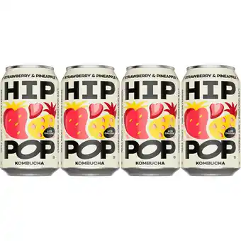 Albert Heijn Hip Pop Kombucha strawberry & pineapple 4-pack aanbieding