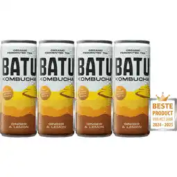 Albert Heijn Batu Kombucha ginger & lemon 4-pack aanbieding