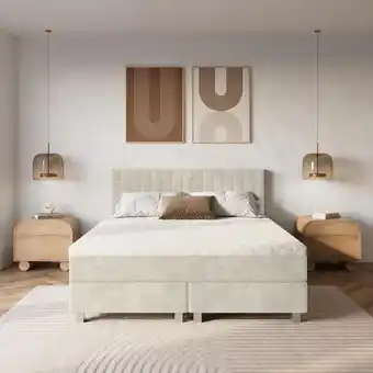 Action Boxspring Velvet - beige aanbieding