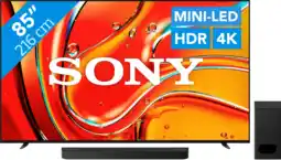 Coolblue Sony 85 Bravia 7 4K QLED XR Mini-led (2024) + Sony Bravia Theatre Bar 6 Zwart aanbieding