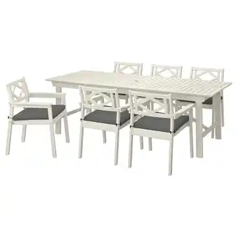 IKEA Bondholmen Tafel+6 leunstoelen, buiten, wit/beige/frösön/duvholmen donkergrijs aanbieding