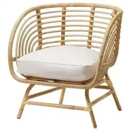 IKEA Buskbo Fauteuil, rotan/djupvik wit aanbieding