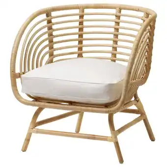 IKEA Buskbo Fauteuil, rotan/djupvik wit aanbieding