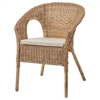 IKEA Agen Fauteuil met kussen, rotan/norna naturel aanbieding