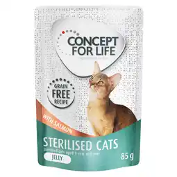 Zooplus Concept for Life Sterilised Cats Zalm graanvrij - in Gelei Kattenvoer - 48 x 85 g aanbieding
