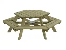Welkoop Talen Zeshoek - Picknicktafel - 120cm / hoogte 76cm aanbieding