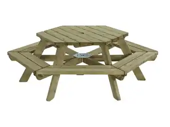Welkoop Talen Zeshoek - Picknicktafel - 120cm / hoogte 76cm aanbieding