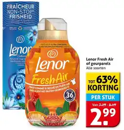 Hoogvliet Lenor Fresh Air of geurparels aanbieding