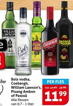 Hoogvliet Bols vodka, Coebergh, William Lawson's, Pisang Ambon of Passoã aanbieding