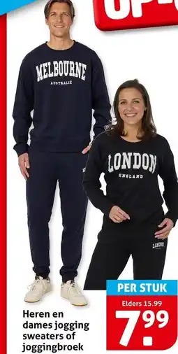 Hoogvliet Heren en dames jogging sweaters of joggingbroek aanbieding