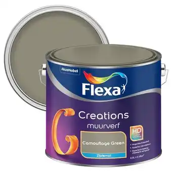 Praxis Flexa creations muurverf zijdemat camouflage green 2,5L aanbieding