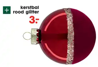 HEMA Kerstbal rood glitter aanbieding