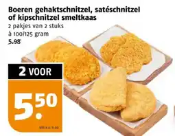 Poiesz Boeren gehaktschnitzel, satéschnitzel of kipschnitzel smeltkaas aanbieding