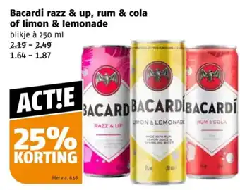 Poiesz Bacardi razz & up, rum & cola of limon & lemonade aanbieding