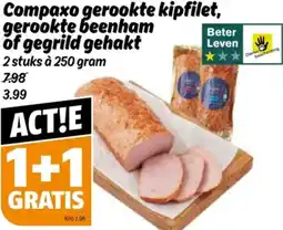 Poiesz Compaxo gerookte kipfilet, gerookte beenham of gegrild gehakt aanbieding