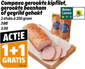 Poiesz Compaxo gerookte kipfilet, gerookte beenham of gegrild gehakt aanbieding