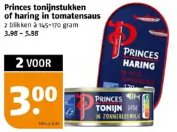 Poiesz Princes tonijnstukken of haring in tomatensaus aanbieding