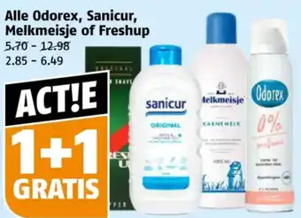 Poiesz Alle Odorex, Sanicur, Melkmeisje of Freshup aanbieding