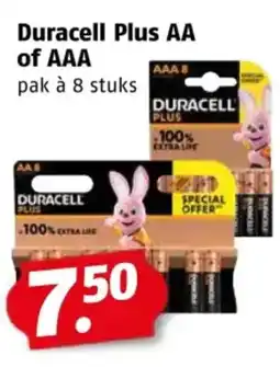 Poiesz Duracell Plus AA of AAA aanbieding