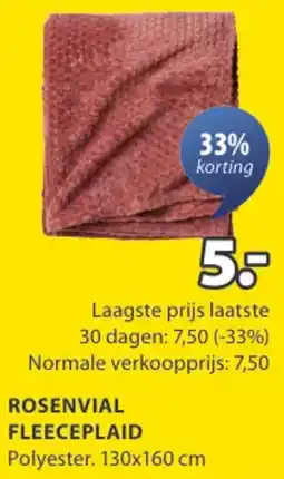 Jysk Rosenvial fleeceplaid aanbieding