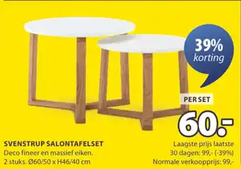 Jysk Svenstrup salontafelset aanbieding