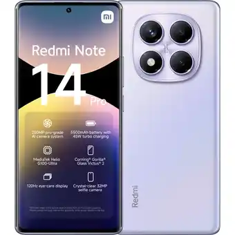 MediaMarkt Xiaomi Redmi Note 14 Pro - 4g 256gb Aurora Paars 256 Gb aanbieding