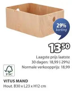 Jysk FSC Vitus mand aanbieding