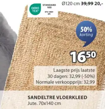 Jysk Sandeltre vloerkleed aanbieding