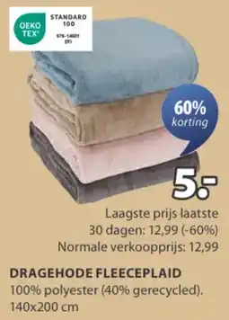 Jysk Dragehode fleeceplaid aanbieding