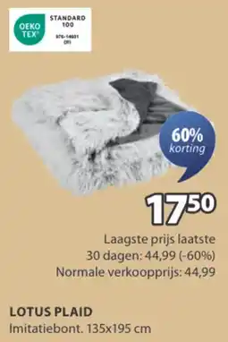 Jysk Lotus plaid aanbieding